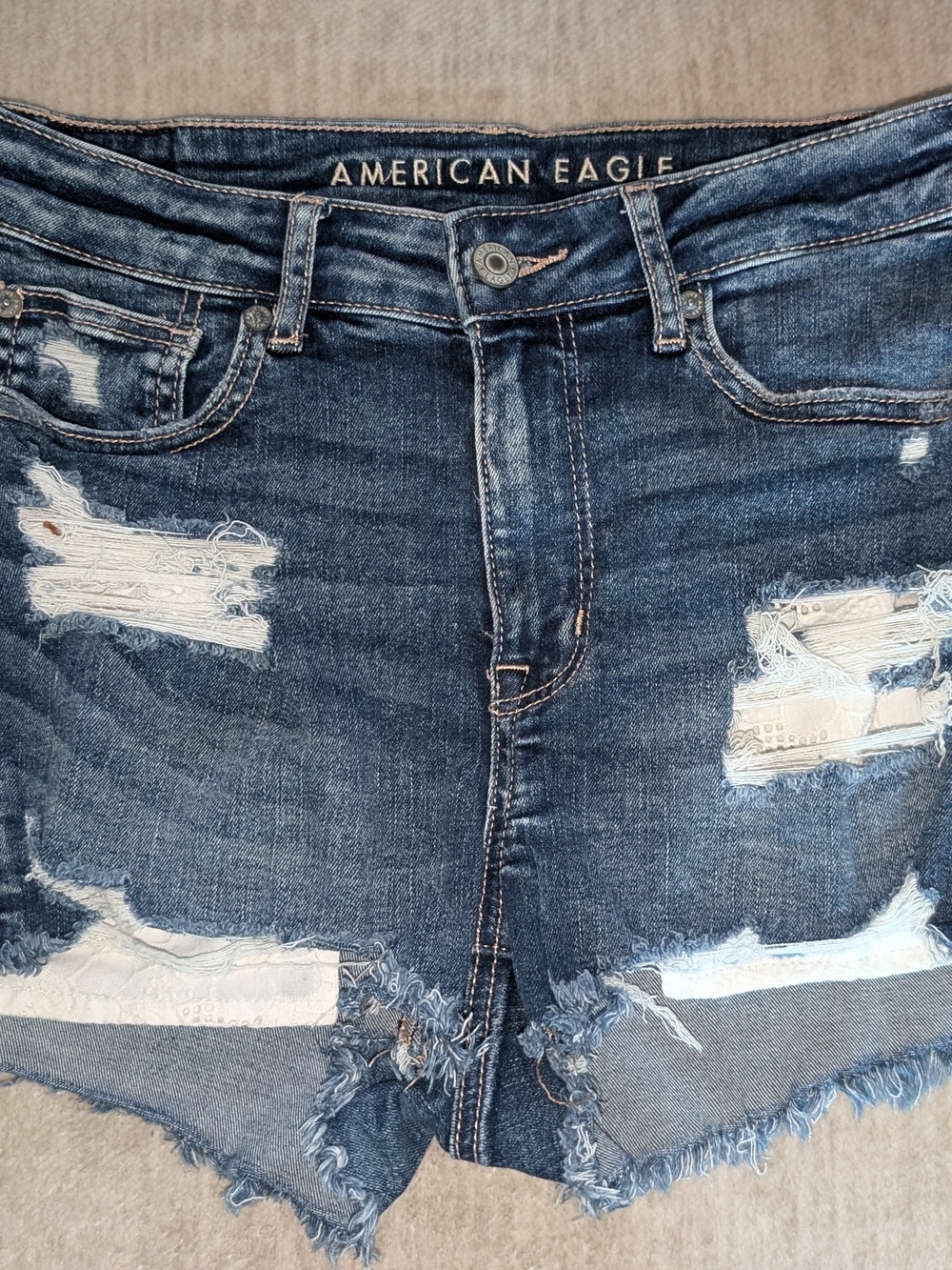 American Eagle Hi-Rise Shortie Size 6 Dark Wash Denim Jean Shorts